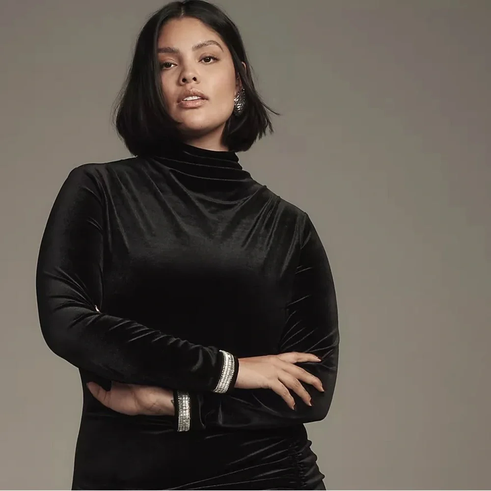 Anthropologie The Maya Ruched Cowl-Neck Dress: Velvet Long-Sleeve Edition - Picture 11 of 16